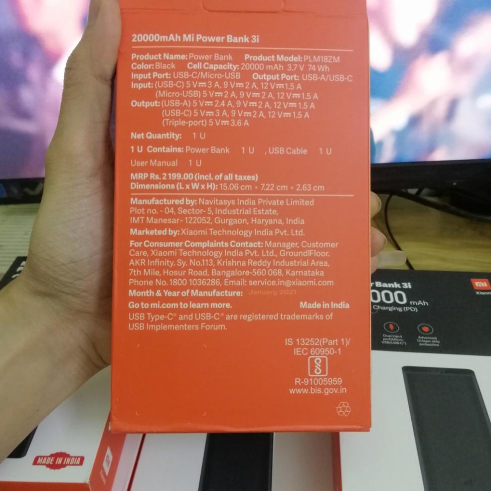 Pin dự phòng - Sạc dự phòng Xiaomi REDMI Power Bank 3i dung lượng 20000mah hỗ trợ sạc nhanh 18W