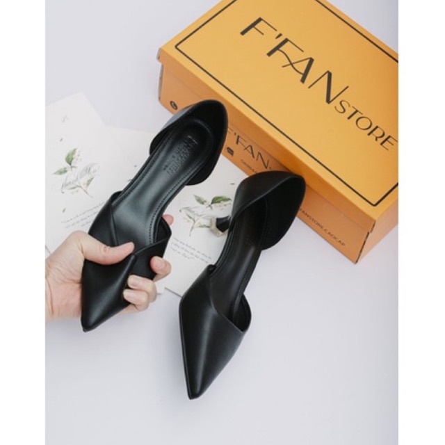 Giày nữ cao gót mũi nhọn  mềm mại, bít mũi đế nhọn 3 phân 3150 màu đen trắng big size FFAN STORE