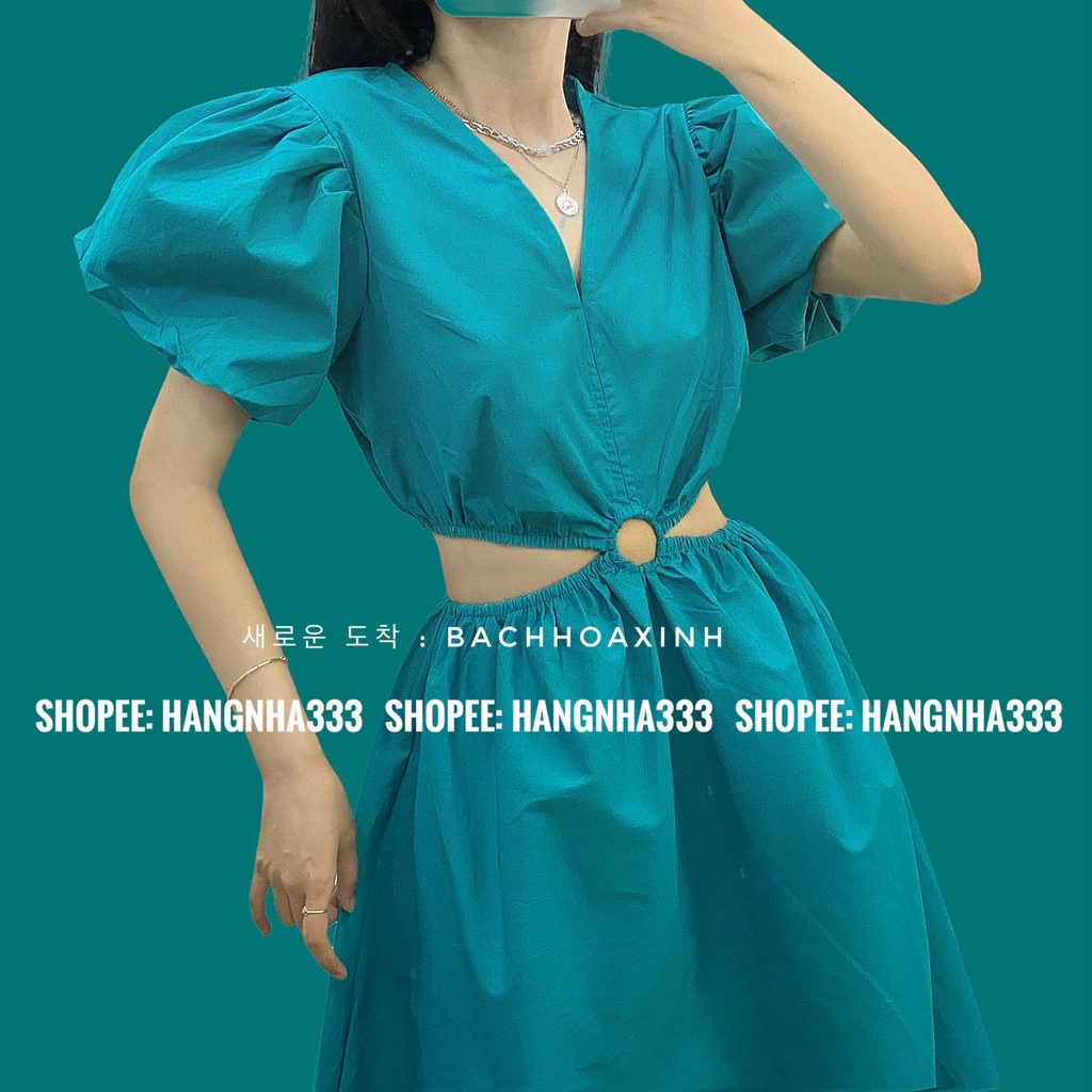 NEW || Đầm tay phồng khoét eo cổ V form dài sang chảnh mùa hè nhiều màu siêu xinh Ulzzang