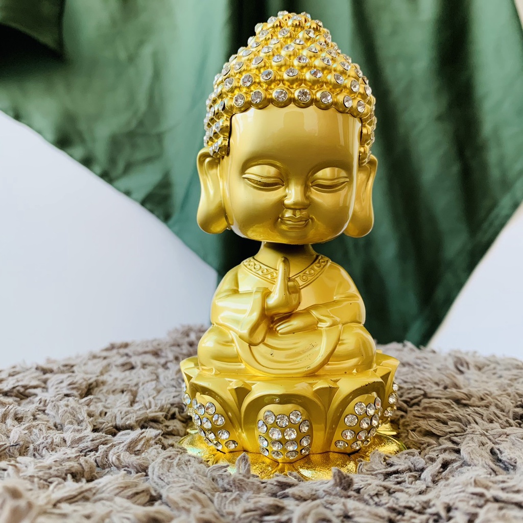 Nước hoa ô tô tượng phật đài sen đính đá trang trí taplo ô tô cao cấp - sang trọng