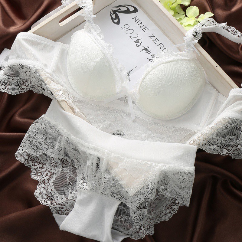 Set áo ngực quần lót ren nâng ngực thiết kế cổ chữ V gợi cảm cho nữ | BigBuy360 - bigbuy360.vn