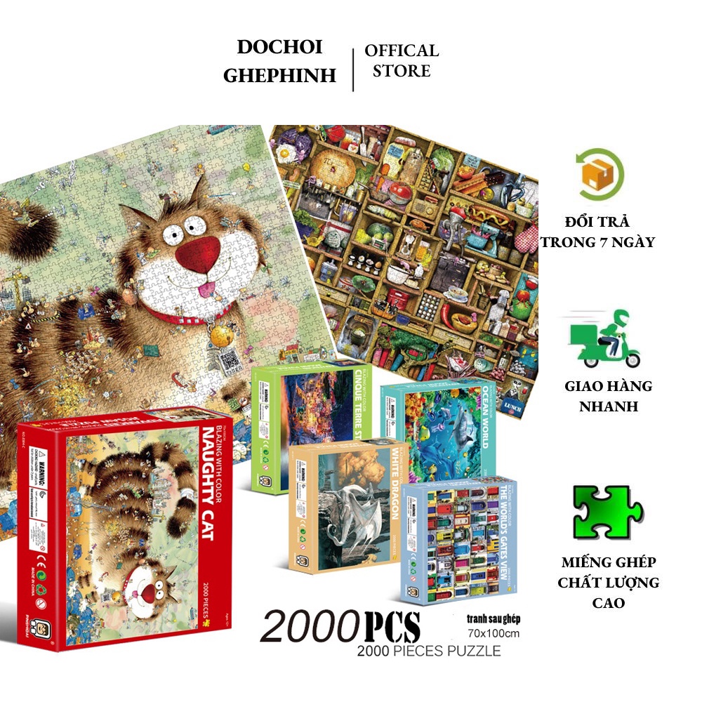 Bộ Tranh Ghép Xếp Hình 2000 Pcs Jigsaw Puzzle(70*100cm) Bản Cao Cấp Tổng Hợp Những Mẫu Hot Nhất