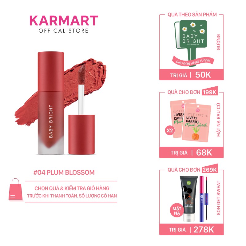 Son kem và má hồng Baby Bright Lip & Cheek Velvet Cherry Blossom 2,4g