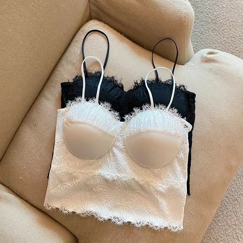 Áo Bra 2 Dây Evabra Croptop Viền Ren Hoa Thoáng Mát, Mềm Mịn B2206