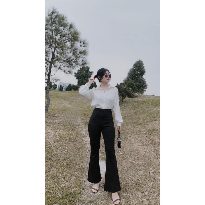 Quần legging ống loe nữ, quần ống loe Hàn Quốc