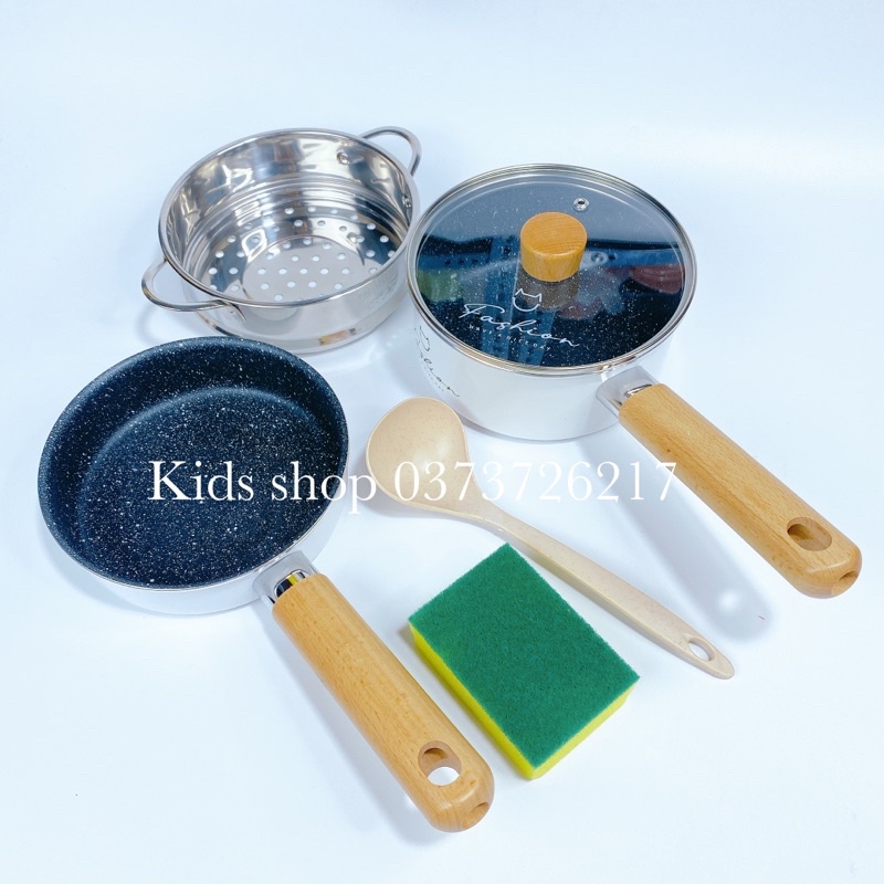 Bộ nồi chảo đá ăn dặm_ Nồi nấu cháo cho bé FASHION