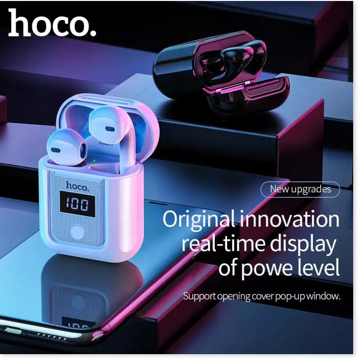 Tai nghe Hoco S11 Bluetooth V5.0 chất âm cực hay tặng kèm cáp sạc Lightning và case silicon đặc biệt có màn hình LED -