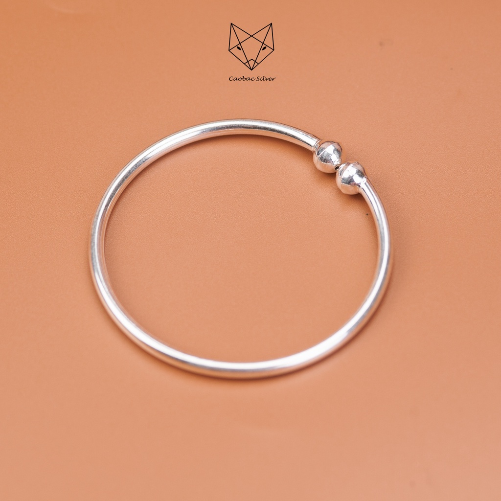 Kềng Bạc Ta Cao Cấp CaoBac Silver Trơn Basic Đơn Giản Dễ Thương Cho Nữ