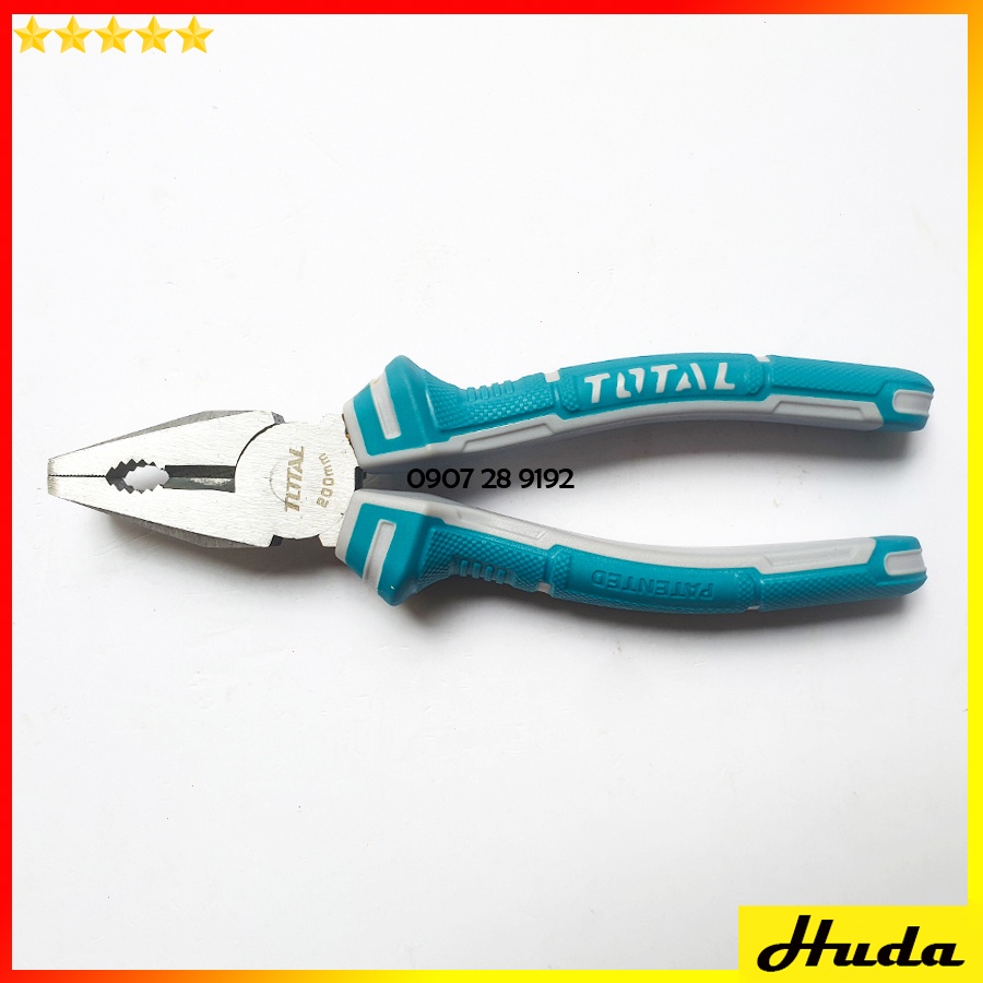 Kìm kềm răng điện 6&quot; 7&quot; 8&quot; Total Ingco thép Cr-V tay cầm cách điện tuốt dây cắt cáp nhổ đinh LKJ