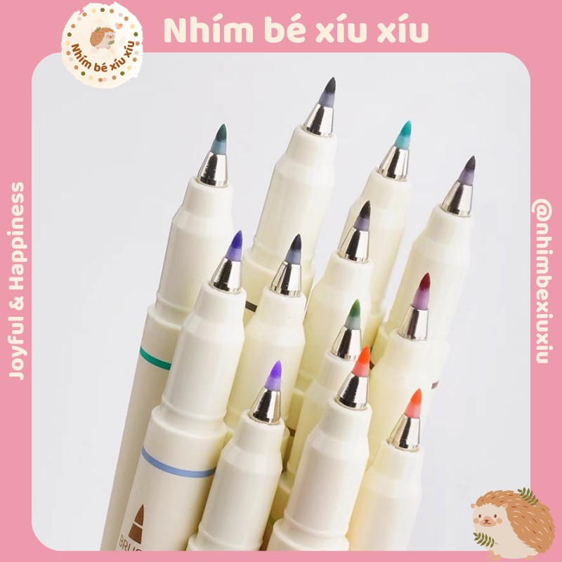 Bút SOFT Brush Calligraphy Lettering 12 màu sắc viết sổ Bullet Journal VT338
