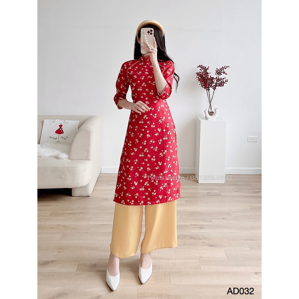 Áo Dài Cách Tân Nhung Tex Hoa Nhí Dáng Suông - AD032 (CÓ KÈM QUẦN + TOÀN BỘ LÀ ẢNH THẬT) | BigBuy360 - bigbuy360.vn