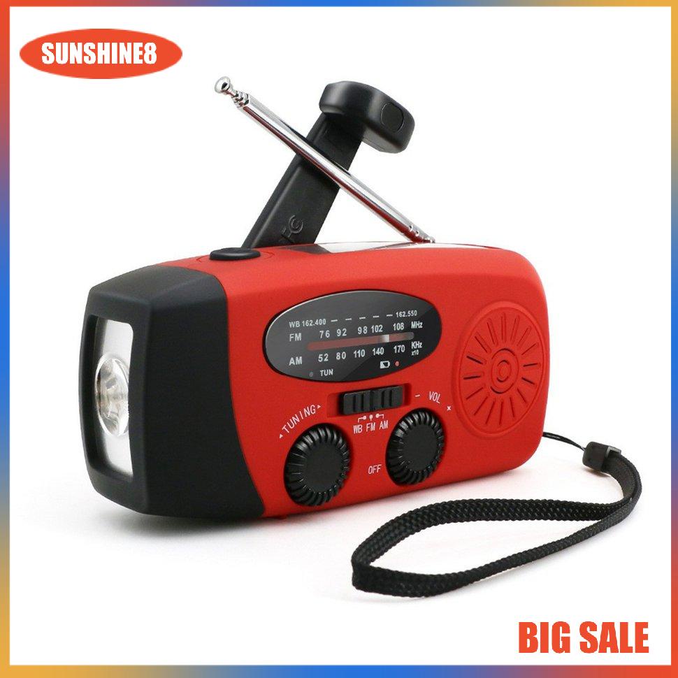 Đài radio cầm tay có đèn LED sử dụng năng lượng mặt trời