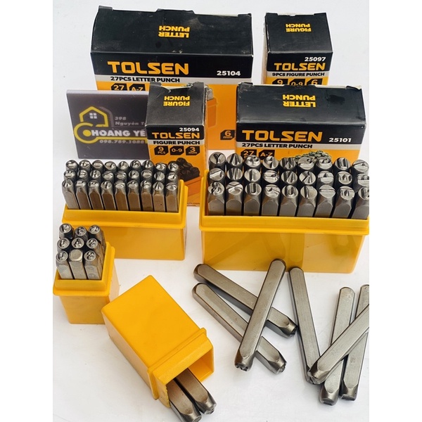 Bộ Đóng Chữ 27 Chữ 6mm Từ A Tới Z TOLSEN 25104, Bộ Dập Chữ Bình Hơi, Đột Chữ khung xe máy 6mm