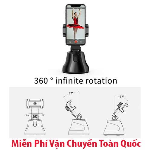 Gậy Selfie Tích Hợp Giá Đỡ Điện Thoại Xoay 360 Độ Tiện Dụng, Nhận Dạng Khuân Mặt, Tự Động Theo Dõi, Tự Động Chụp Ảnh.