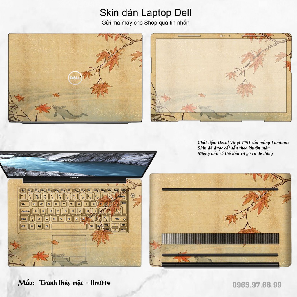 Skin dán Laptop Dell in hình Tranh thủy mặc (inbox mã máy cho Shop)