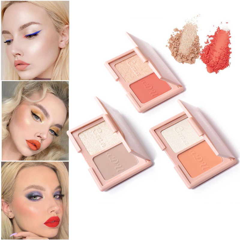 [Hàng mới về] Bảng Phấn Bắt Sáng Và Má Hồng Độ Bóng Cao Trang Điểm Chuyên Nghiệp