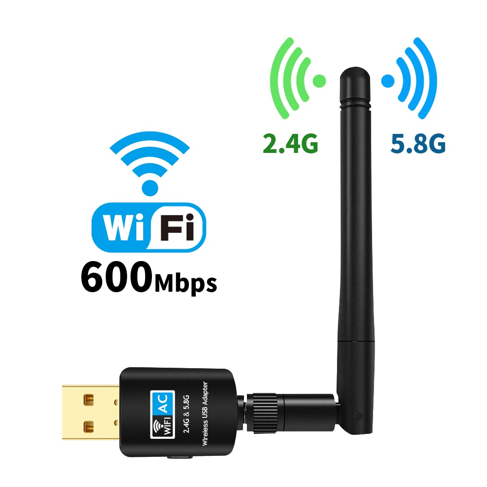 Bộ chuyển đổi không dây 600Mbps Usb Wifi 600mbps 5.8ghz + 2.4ghz Wifi 802.11ac