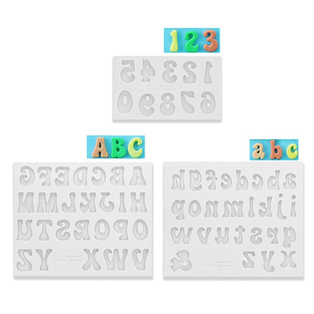 AUGUSTINA Set 3 Khuôn Silicone Làm Bánh Hình Chữ Cái &amp; Số