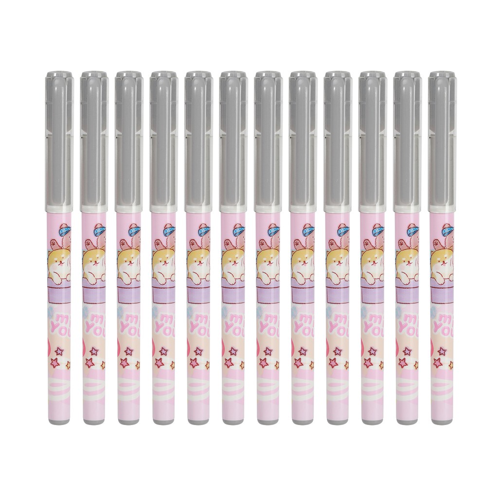 Bút gel học sinh màu xanh - đen Deli - có tay cầm cao su - EG15