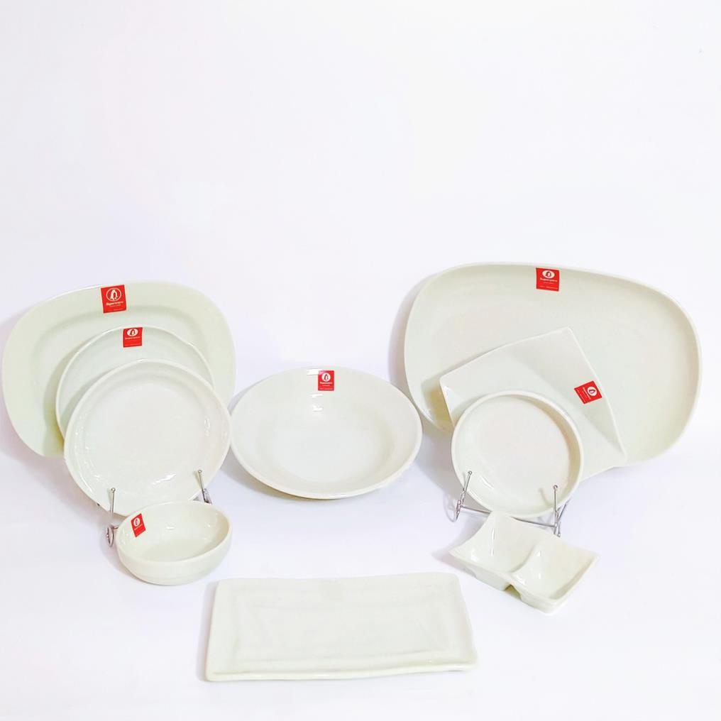 (HÀNG ĐẸP) Bộ bát đĩa Nhựa phíp 100% melamine Xanh đá - Green Stone