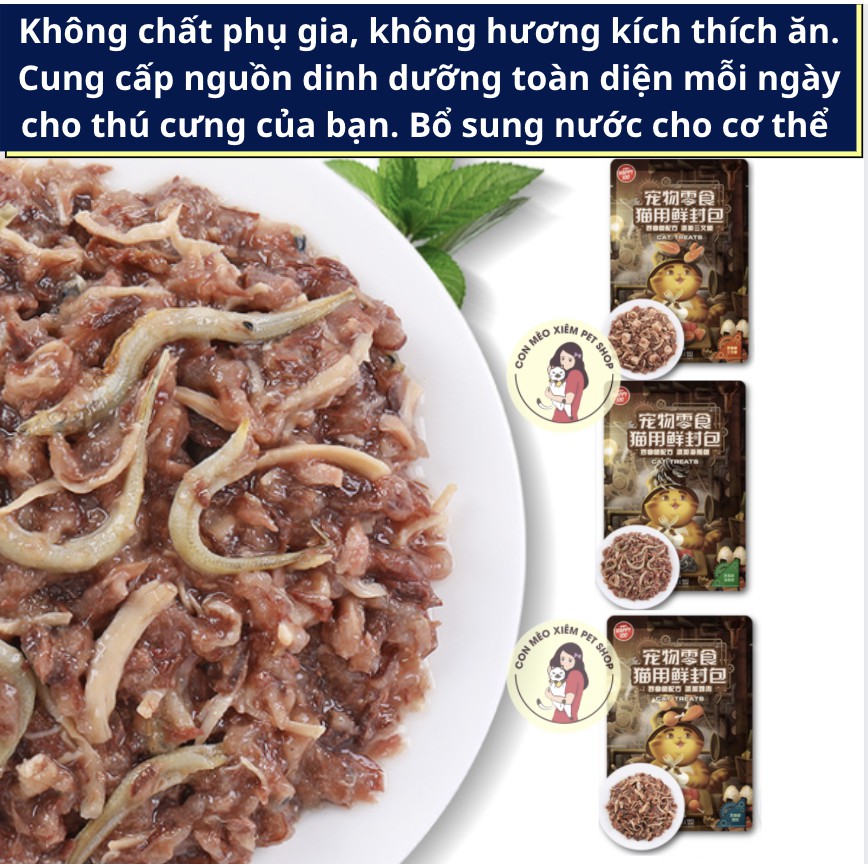 [Mã PET0505 giảm 8% đơn 250K] Pate cho mèo Happy 100 vua đầu bếp 70g, thức ăn mèo lớn mèo con nhỏ Con Mèo Xiêm