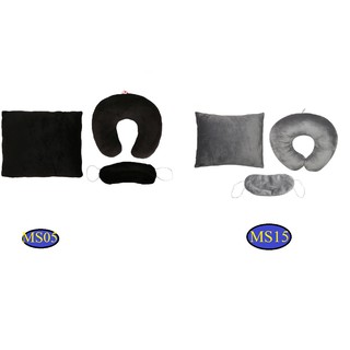 Combo gối tựa lưng, gối kê cổ chữ U và bịt mắt màu trơn - THIVI