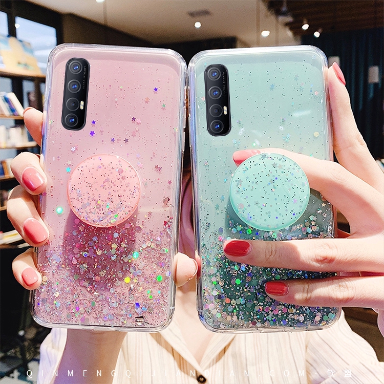 Ốp điện thoại thời trang đính hạt lấp lánh kèm giá đỡ dành cho Realme 5 Pro / Realme 3