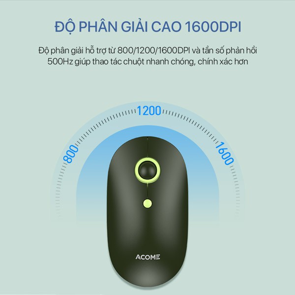 Chuột Không Dây ACOME AM300 2.4GHz Tĩnh Âm Không Gây Ồn Tặng Kèm Pin Kiểu Dáng Xinh Xắn - BẢO HÀNH 12 THÁNG BenZ Store