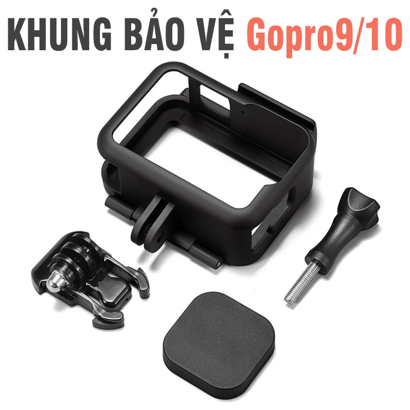 Khung bảo vệ máy quay hành động Gopro 9 / Gopro 10 bằng nhựa có nắp đậy ống kính