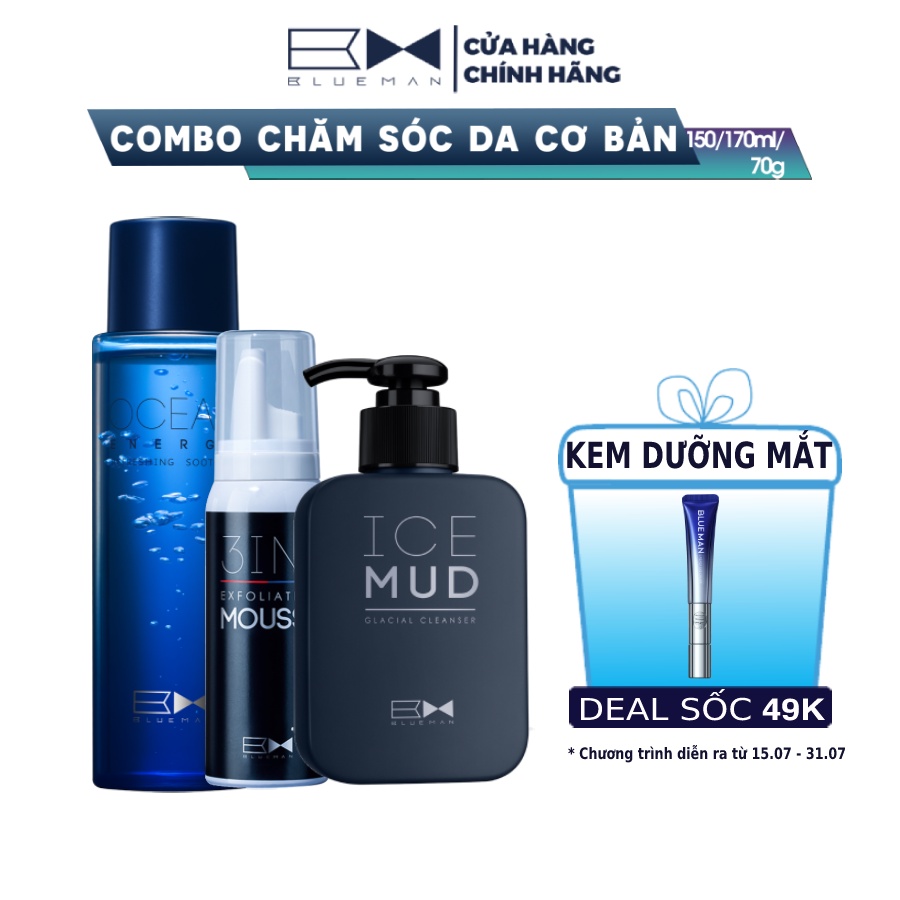 Combo Sữa Rửa Mặt Icemud + Tẩy Tế Bào Chết 3in1 + Toner Ocean Dưỡng Ẩm BLUEMAN 170ml+80g+150ml ZL38 ZL45 ZL15020533 | BigBuy360 - bigbuy360.vn