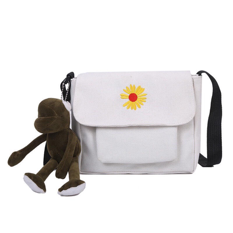 RX005 - Túi canvas thêu bông cúc,  túi vải xinh hàng sẵn giá hạt dẻ