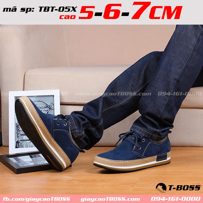 Giày Tăng chiều cao nam 5cm - 6cm - 7cm, Da lộn cao cấp TBT-05X - GIÀY CAO T-BOSS