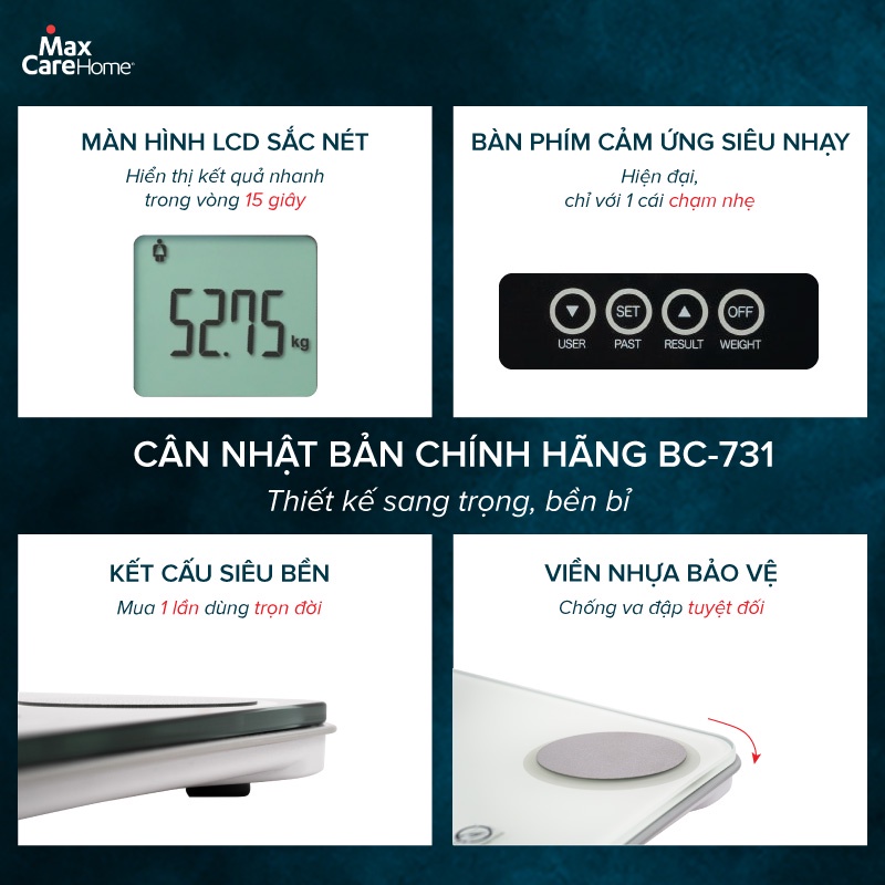 Cân đo chỉ số cơ thể, phân tích lượng mỡ điện tử Tanita BC-731 thương hiệu Nhật Bản,  CHÍNH XÁC bằng công nghệ B.I.A