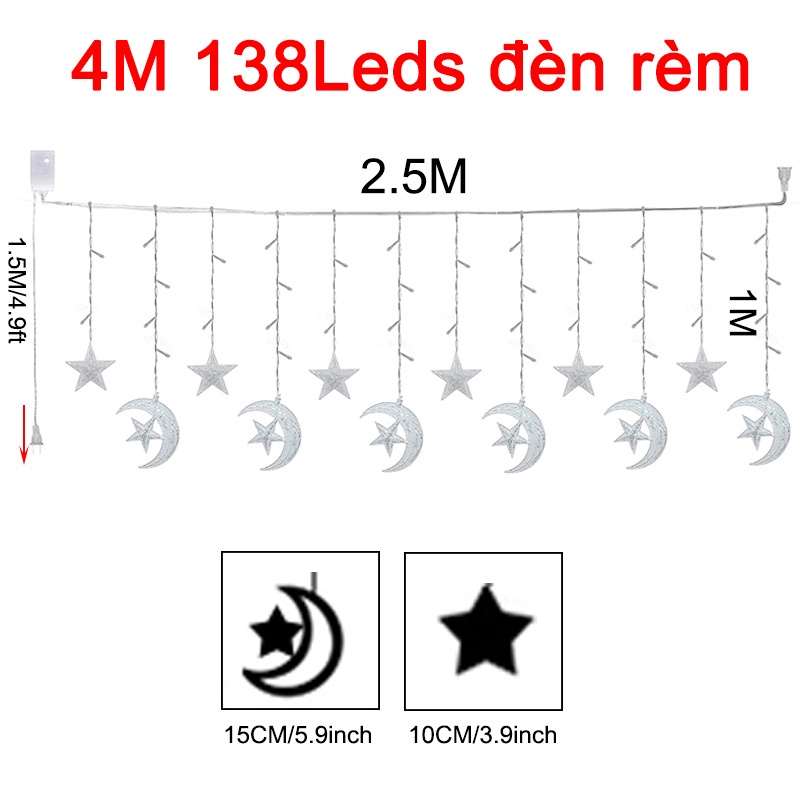 4M 138LEDSđèn trang trí phòng ngủ đèn ngủ ngàn sao for Rèm Cửa Sổ  Beauty Garden New Year Decor Năm Mới Trang Trí Nhà Cửa(No đèn năng lượng mặt trời)