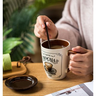 Cốc café: cốc + nắp sứ + thìa sứ