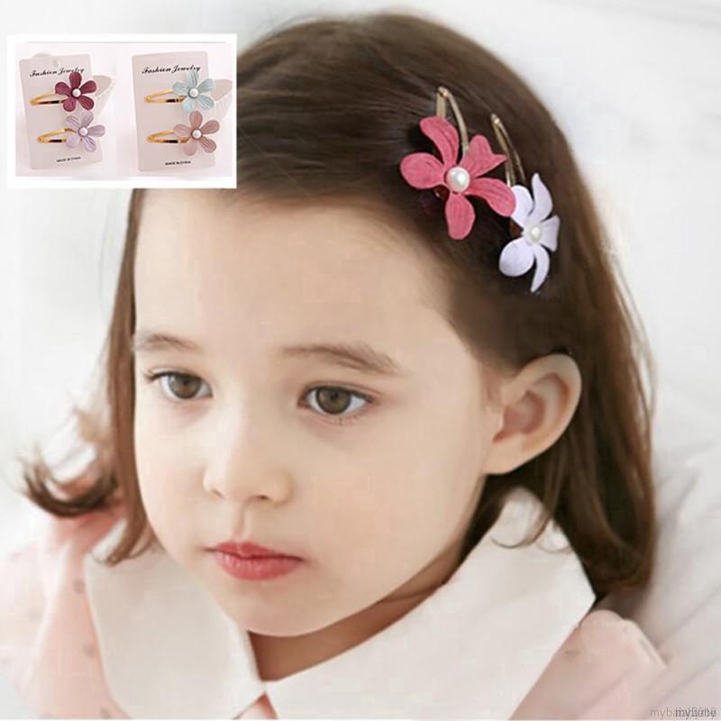 My Baby  Baby Girls Hair Clips Flower Shape Pearl Hair Pin Hair Accessories