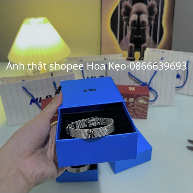 Vòng Tay Đôi, Vòng Tay MLB Logo NY Full Box Chất Liệu Titan Không Rỉ