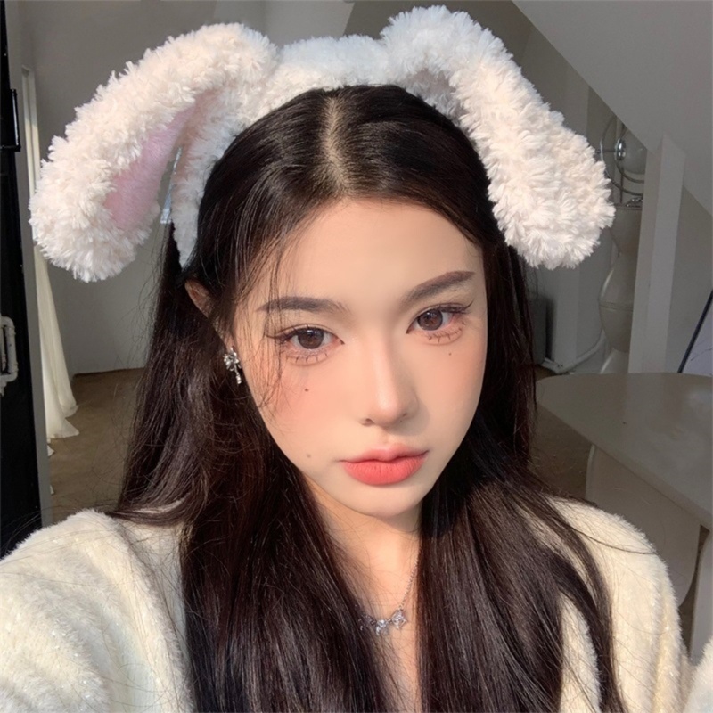 Băng Đô Rửa Mặt Chống Trượt Hình Thỏ Hoạt Hình Bằng Lông Xù