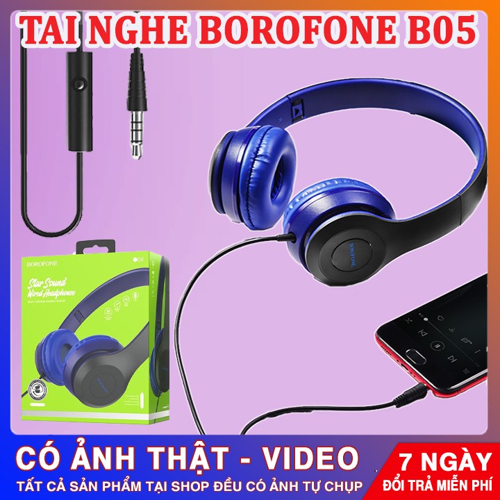 TAI NGHE CHỤP TAI CÓ DÂY BOROFONE B05 SÀNH ĐIỆU | Âm Thanh Cực Chất - Kiểu Dáng Hiện Đại | Cam Kết Lỗi 1 Đổi 1 - 16002