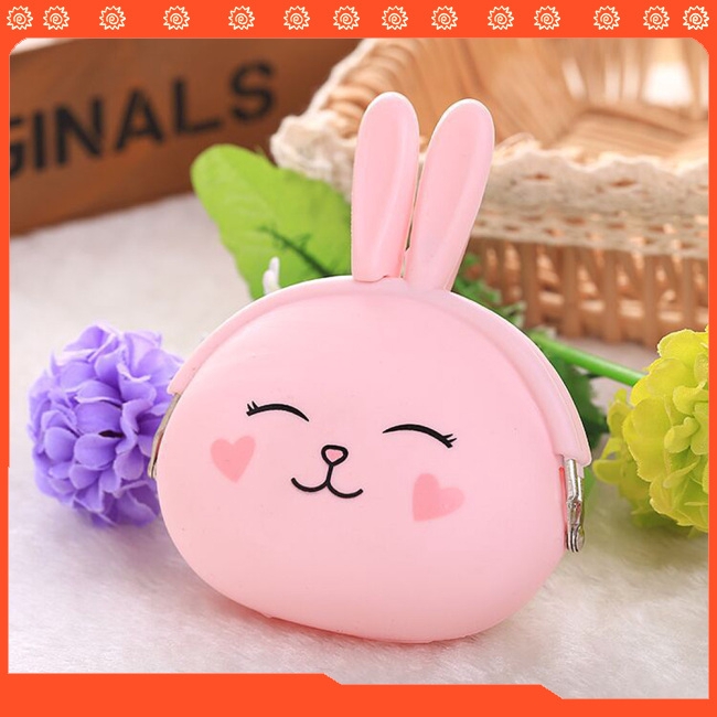 Fashion Cute Cartoon Rabbit Design Coin Purse Zipper Silicone Wallet Small Key Card Bag