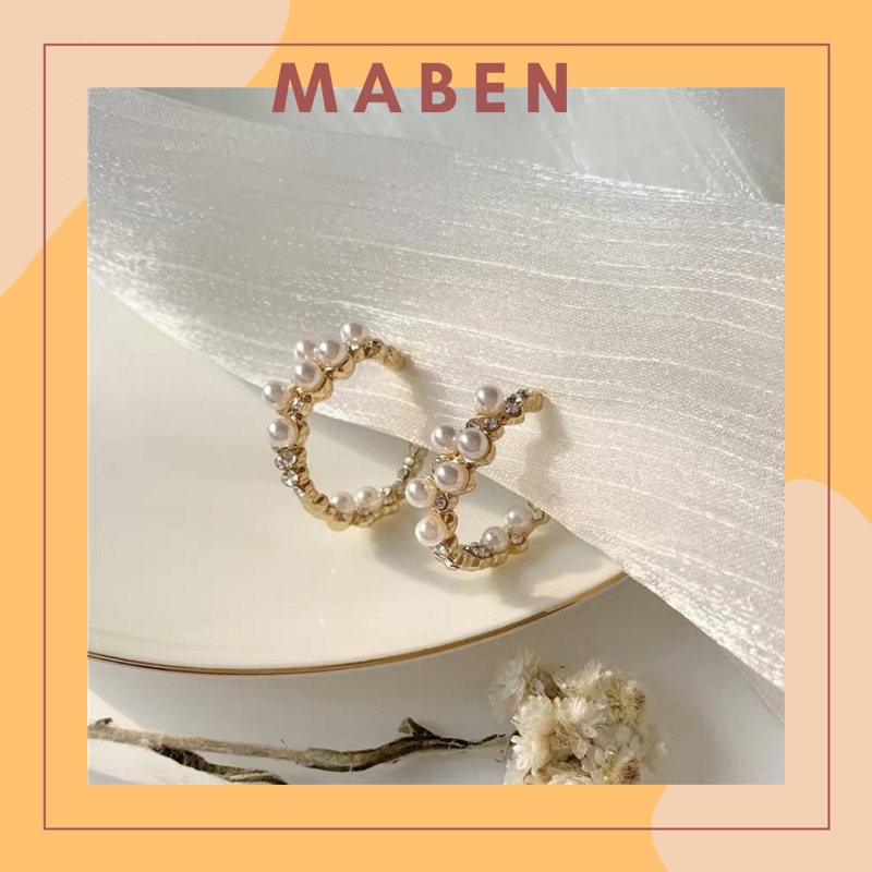 Hoa tai đính hạt phong cách Hàn - Maben