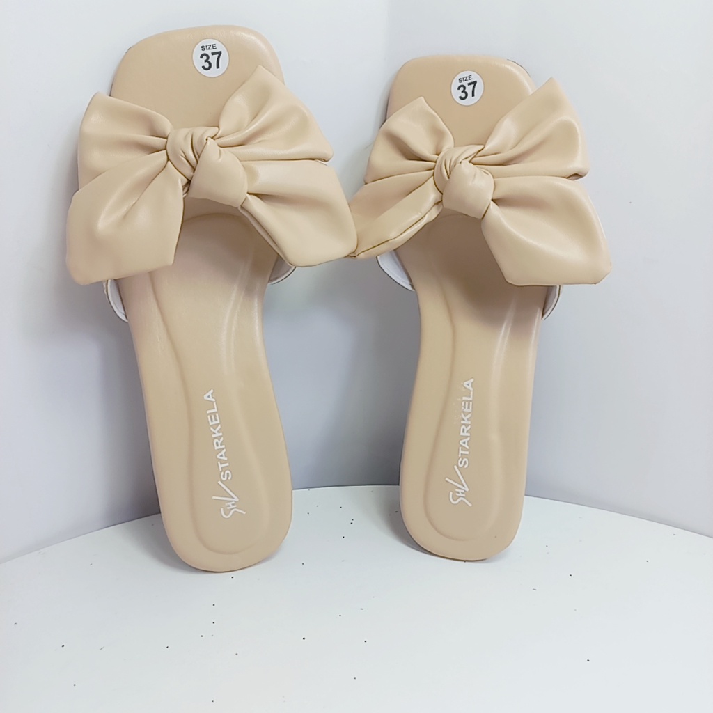 Dép Nữ đẹp đế bằng đính nơ phồng phong cách tiêu thư xinh xắn dễ thương mã DNP MINHTUYETSHOES