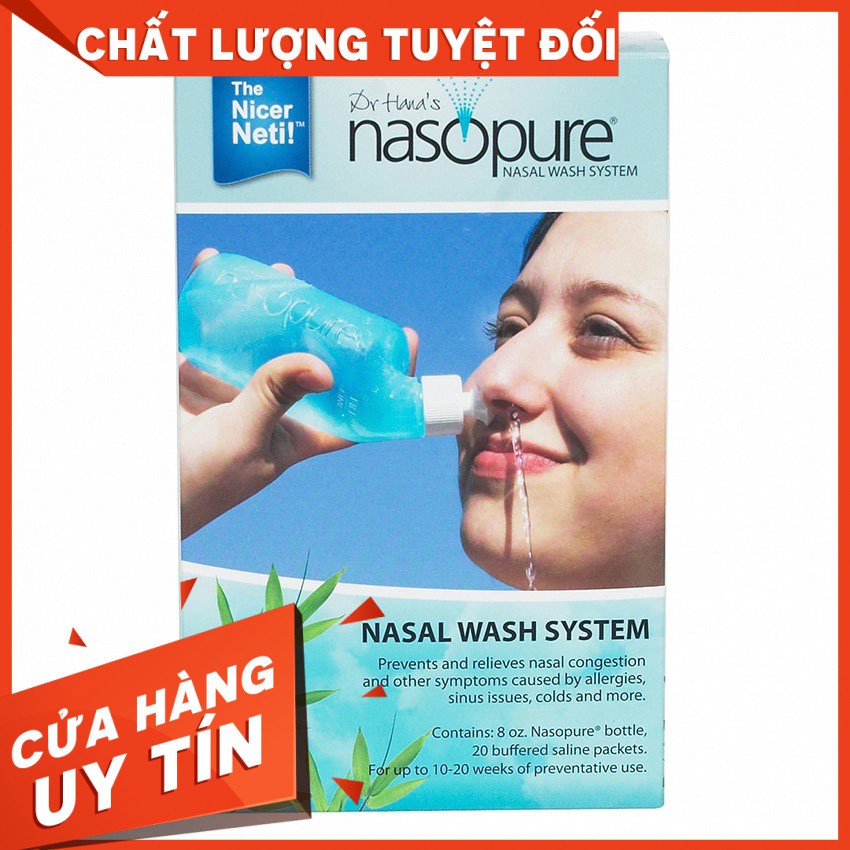 [ TBYT QUÂN Y  ]Dụng cụ rửa xoang mũi , sổ mũi, em bé và người lớn Nasopure ( Bình 240ml + 4 gói muối)