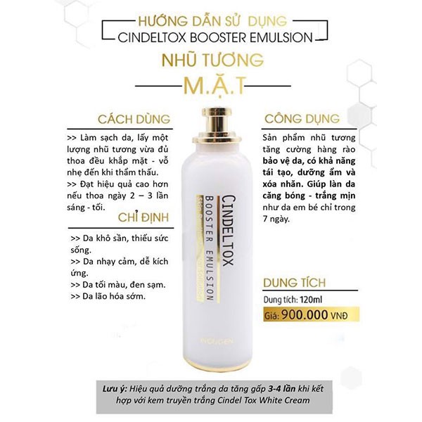 Nhũ tương dưỡng trắng Cindeltox Booster Emulsion
