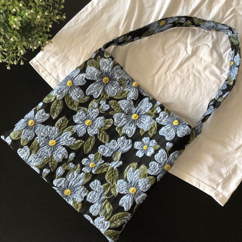 Túi Xách Canvas Họa Tiết Hoa Phong Cách Vintage