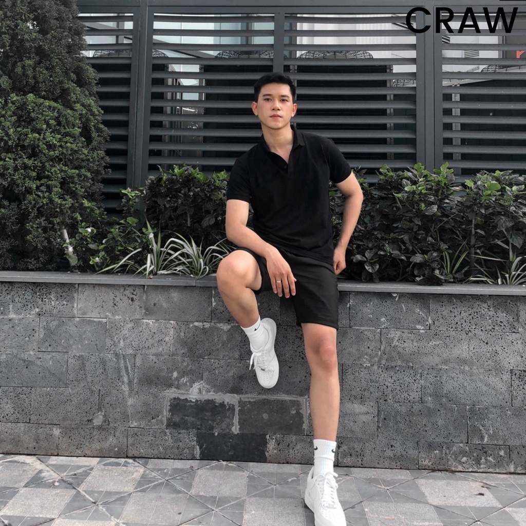 Áo thun Polo Craw Unisex vải cá sấu mè co dãn 4 chiều dày dặn form gerular fit - PL MÈ