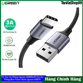 Cáp Sạc Ugreen 60126 USB to C, Hỗ Trợ Dòng 3A, Truyền Dữ Liệu, Bện nylon Siêu Bền, Sạc Nhanh
