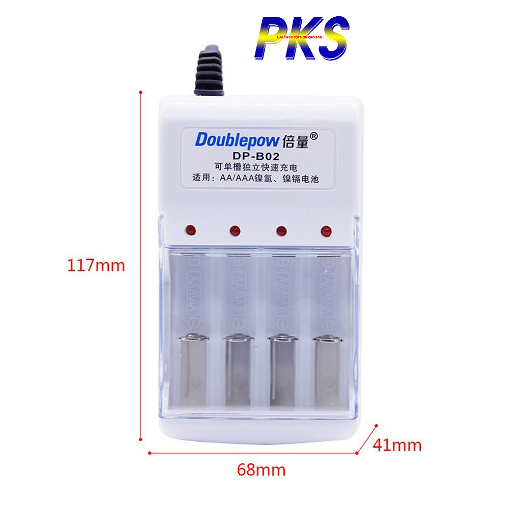 Bộ Sạc Pin Cho Pin Tiểu Sạc AA và AAA Doublepow Cao Cấp DP B02
