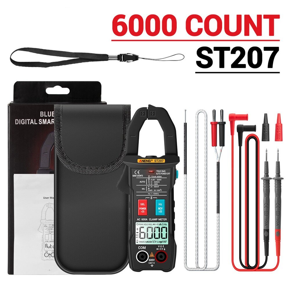 Ampe Kìm kết nối bluetooth ANENG ST207 Đồng hồ kẹp dòng Digital Clamp Multimeter true RMS Auto power off
