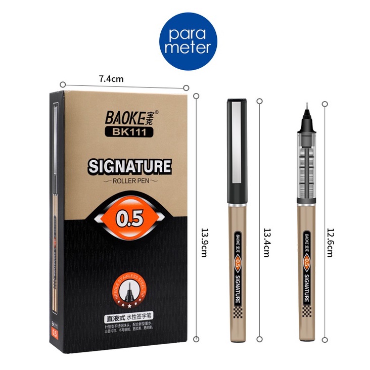 Hộp 12 cây bút lông kim mực gel nước Baoke BK111 / Bút Signature ngòi 0.5mm